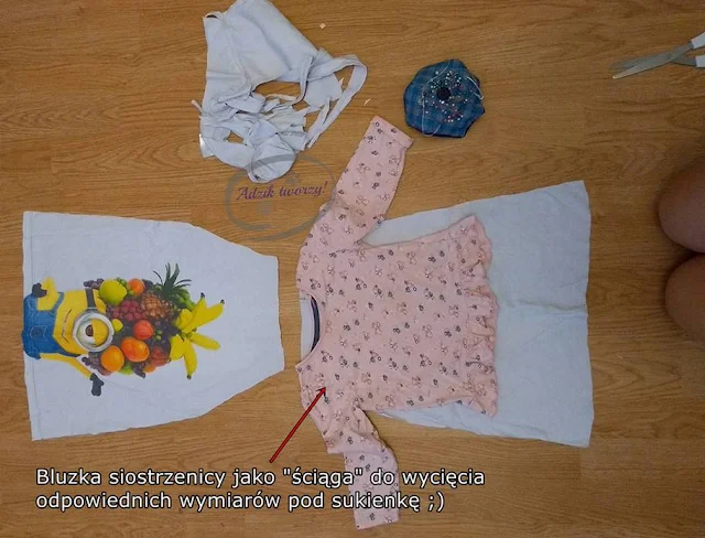 Sukienka dla dziewczynki DIY przeróbka bluzki - Adzik tworzy
