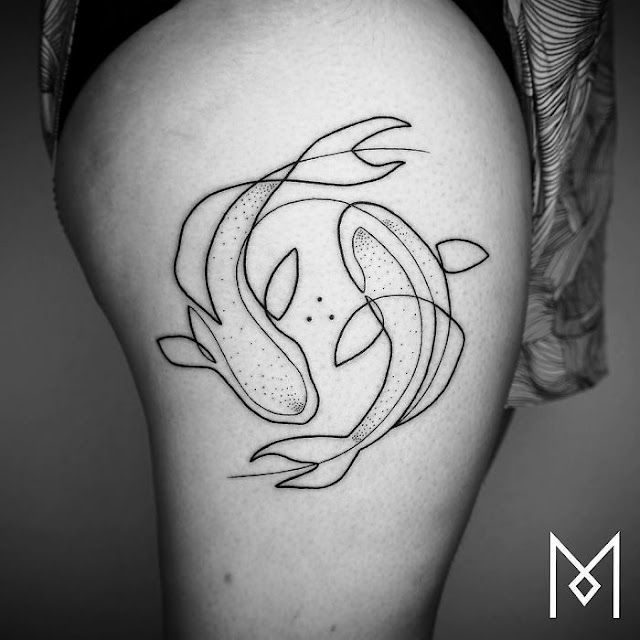 Geniales tatuajes creados usando una linea continua Mo Ganji