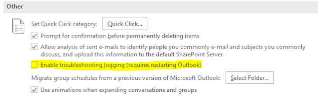 Animus Prime Outlook Troubleshooting Enable Logging
