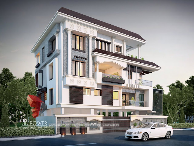 Best Exterior Design Rendering Along with 3D Front Elevation