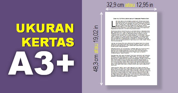 Ukuran Kertas A3 Plus dalam CM, MM, dan INCH + Contoh 