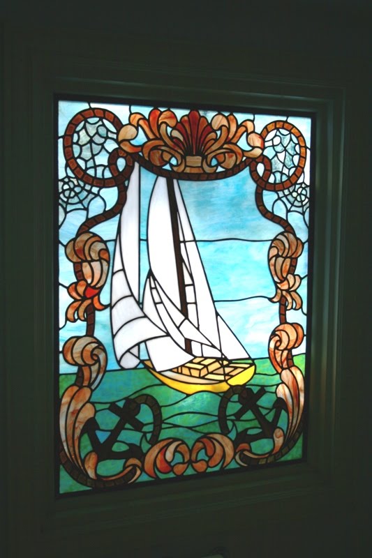 Antique Stained Glass Windows. Antique stained glass sailboat