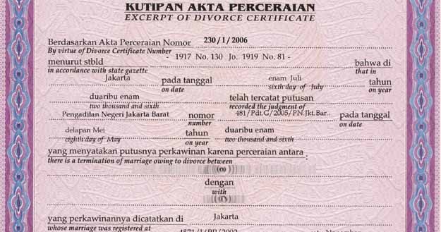 Contoh Surat Akta Cerai Contoh Surat