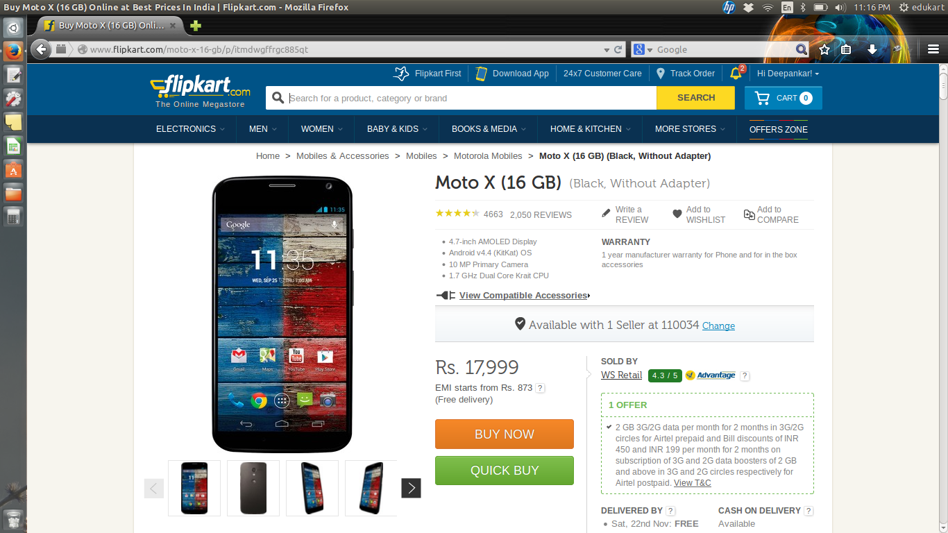 FlipKart Moto X Offers