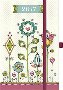 Premium Timer Small "Blumenwiese" 2017: Buchkalender mit hochwertiger Folienveredelung und Prägung