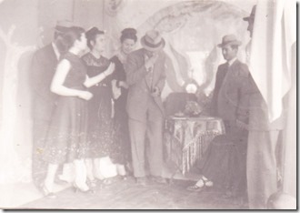 Σχολική θεατρική  παράσταση της  εποχής, . τρίτη  από  αριστερά  Τασία  Δούκα