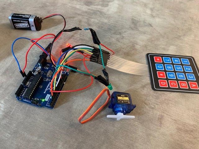 Testing door lock with keypad and servo motor