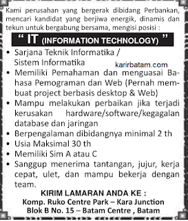 Lowongan Kerja Staff IT Kota Batam