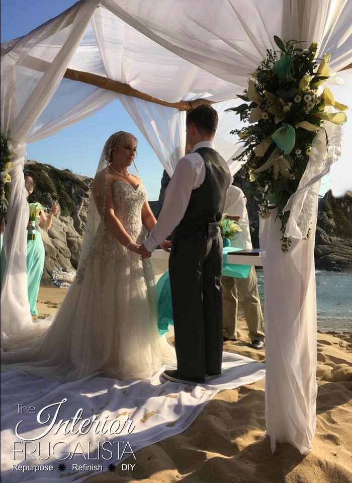 Planning a beach wedding? Here's an idea for upcycling a chest style wooden box into a unique personalized wedding card box for a destination wedding.