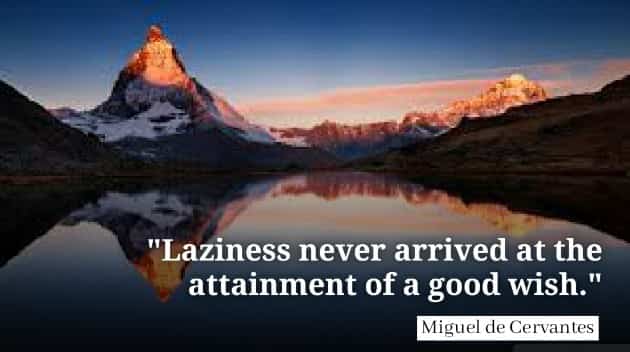 Laziness never arrived at the attainment of a good wish. Miguel de Cervantes quotes