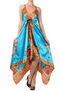 Aqua print handkerchief dress