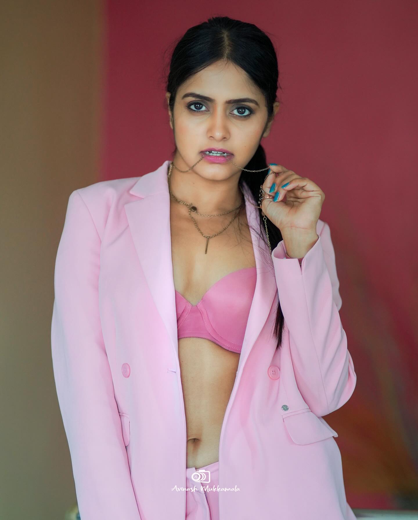 Actress and Model Pragya Nayan Pink Blouse with Cute Smile