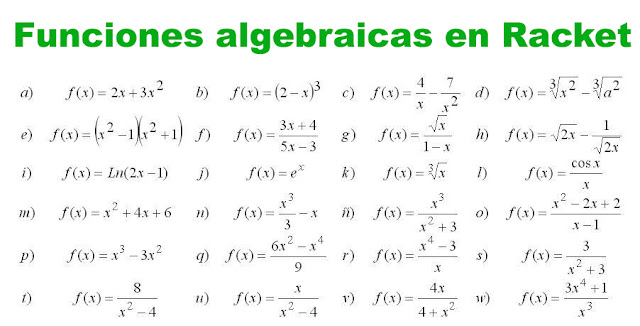 funciones algebraicas en drracket - scheme