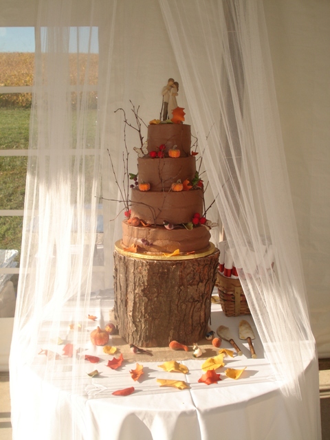 Fall Theme Wedding Cupcake Tower variety of cupcakes on tower along with