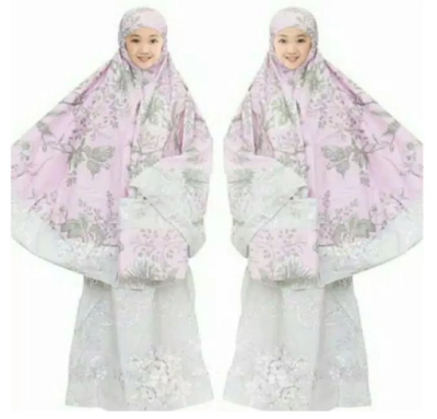 mukena katun jepang anak flow pink