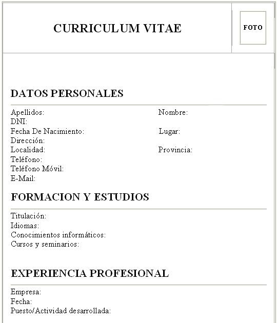 Pornfrr Modelo De Curriculum Vitae Basico