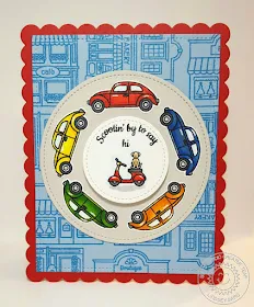 Sunny Studio Stamps: City Streets Interactive Spinning Car Card by Lindsey Sams.