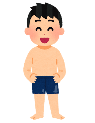 水着を着た男子学生のイラスト