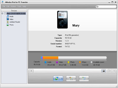 4Media iPod to PC Transfer v3.0.13.0730 - iPhone or iPod to PC Transfer and Management Software