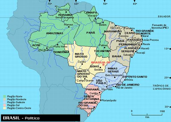 mapa do brasil por regioes. Mapa do Brasil