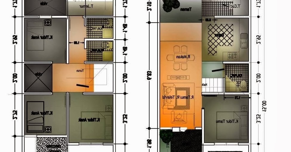  Denah  Rumah  Minimalis 2  Lantai  Ukuran  6x10 Desain Rumah  