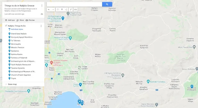 Nafplio map of things to do