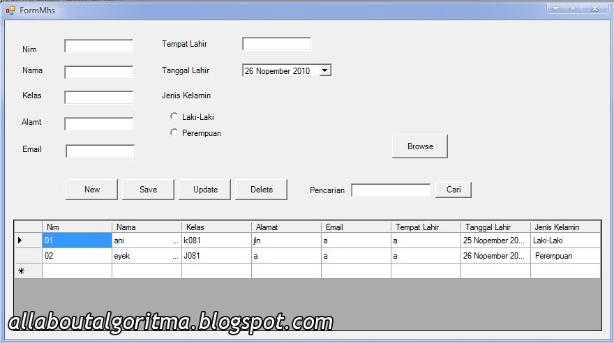 Frazetyaa: program Vb.Net : Membuat Form Mahasiswa New 