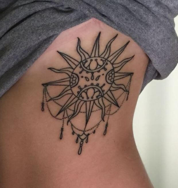 Sun And Flower Tattoo