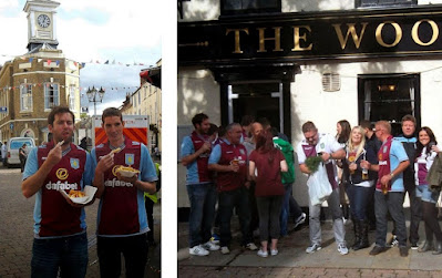 Aston Villa football fans stopping off in Brigg for refreshments on their way to a game against Hull City