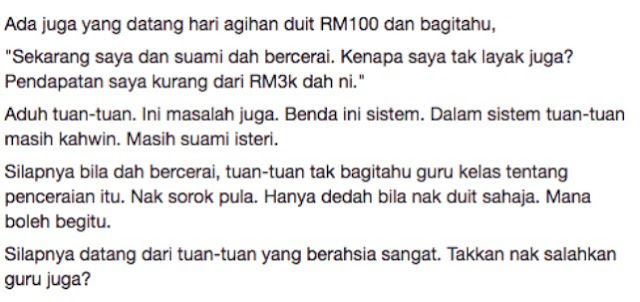"Menipu untuk RM100,berkat ke duit tu" - Guru Geram Sikap Ibu Bapa Yang Menipu Demi Wang Bantuan