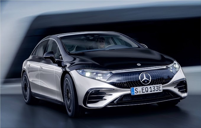 The new Mercedes-Benz EQS 450+ luxury electric car