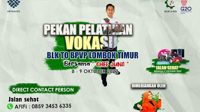 Wow! Chef Juna dan Sulis Lida Bakal Hadir di Acara Pekan Pelatihan Vokasi BLK To BPVP Lombok Timur