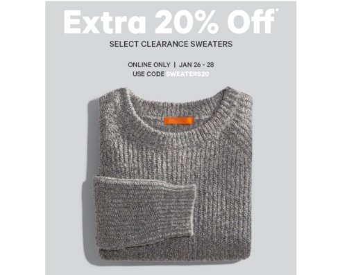 Joe Fresh Extra 20% off Clearance Sweaters Promo Code