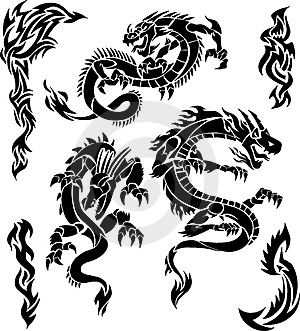 Black Tribal Dragon Tattoos