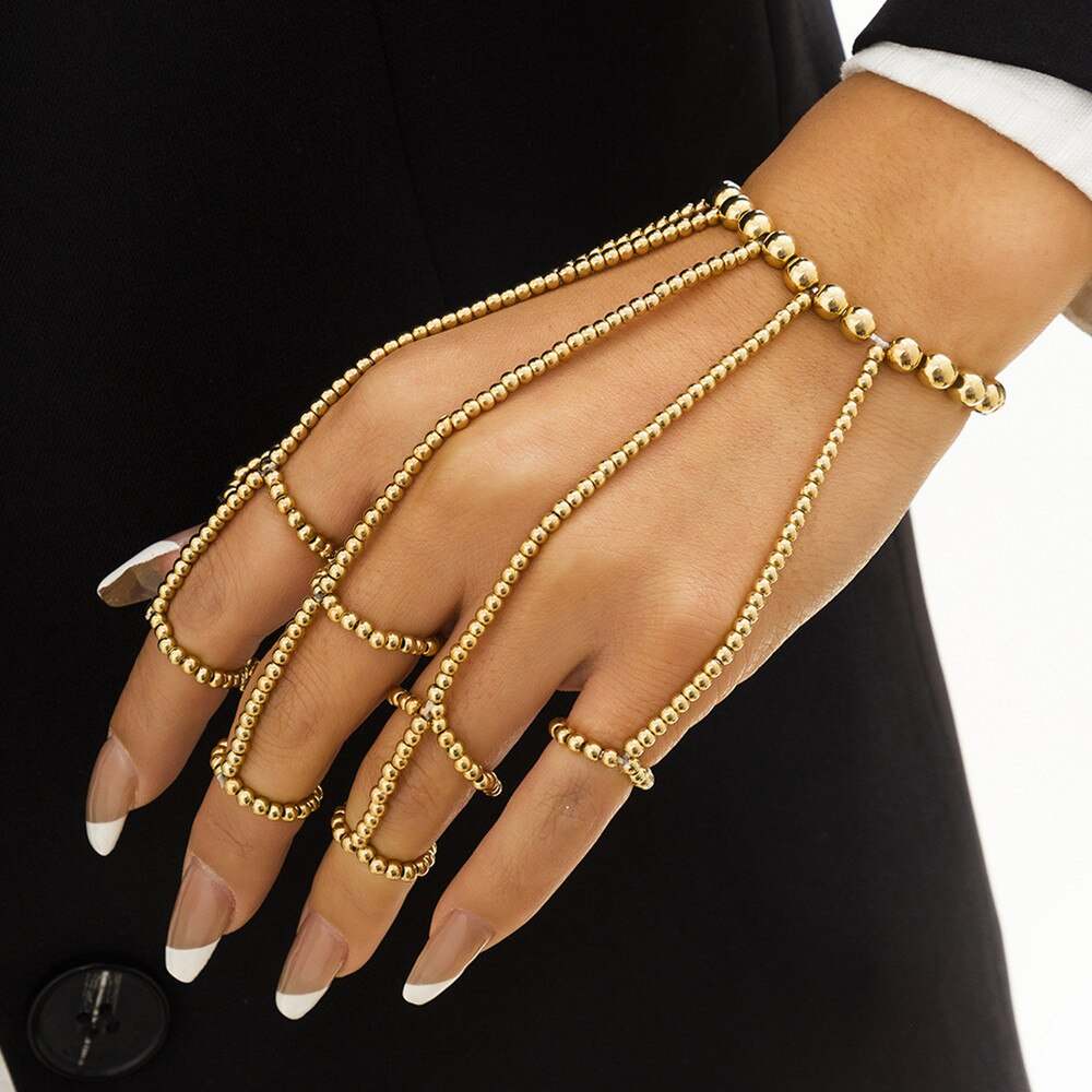 DIEZI Punk Chain Bracelets For Men Women Rings Set Acrylic Beads And Pearls Jewelry For Women