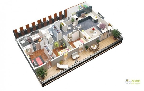 Denah Desain Rumah Mewah Modern 3D