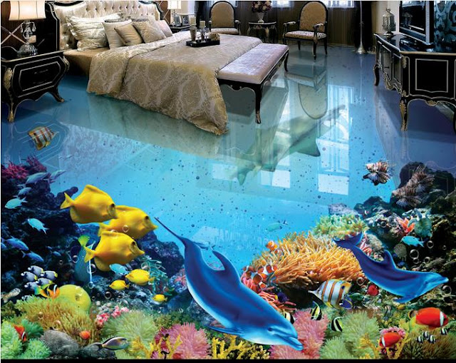  underwater life 3d floor designs with animals, 3d floor designs for bedroom