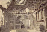 Sketch of Painting of the Western Wall of the 'Ruined Room' in the Trinita dei Monti by Charles-Louis Clerisseau - Architecture, Interiors Drawings from Hermitage Museum