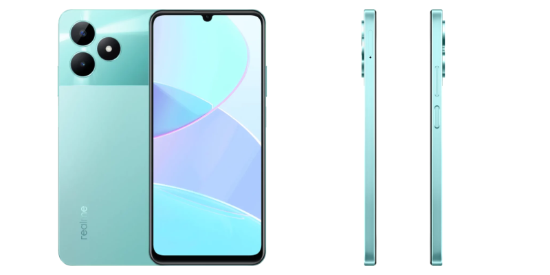 realme front, back and side view
