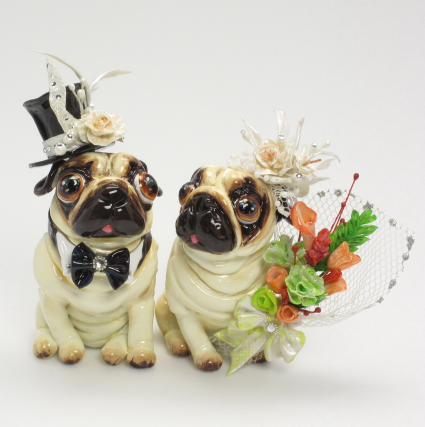 madamepOmmcustomorder: Pug Wedding Cake Topper