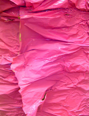 contemporary abstract fuschia hot pink recycled paper cardboard painting assemblage by Tiffany Gholar