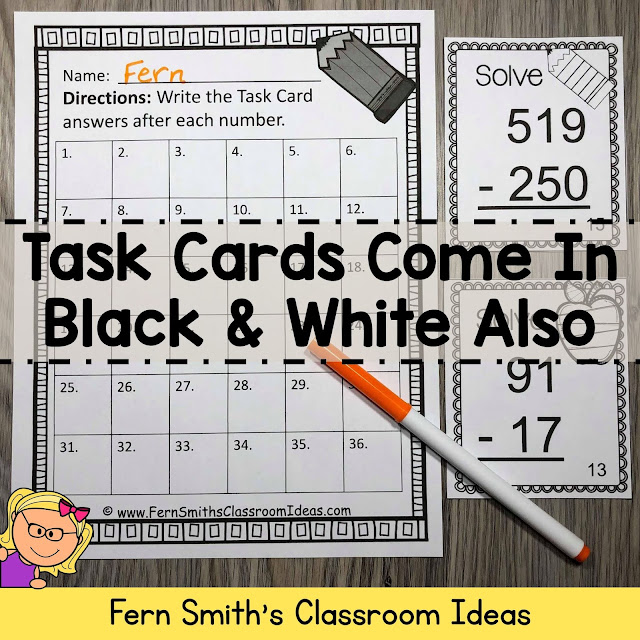 Teaching How to Use Place Value to Subtract Including Lesson Plans, Centers, Task Cards, Color By Numbers & More Resources. #FernSmithsClassroomIdeas