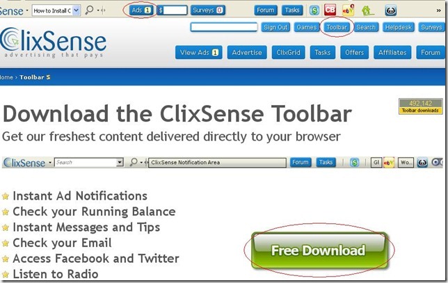 clicxsense toolbar
