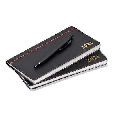 COI Black Set of 2 - Faux Leather Corporate Business Diary 2021