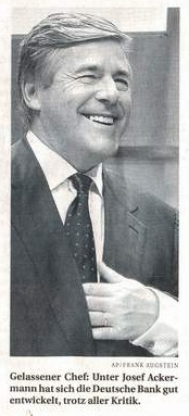Der schweizer Boss der "Deutschen Bank" Ackermann mit "hidden hand"