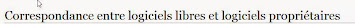 Correspondance logiciels libres et propriétaires