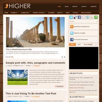 Higher blog template. template image slider blog. magazine blogger template style. wordpress theme to blogger