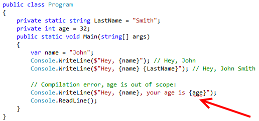 Interpolation parameters must be in scope