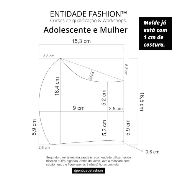 Molde máscara proteção adolescente como fazer