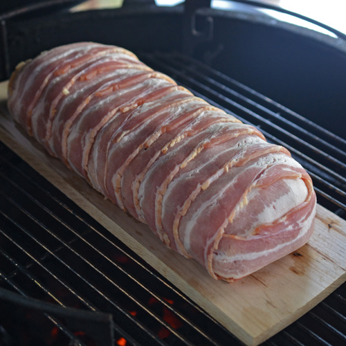 Bacon wrapped meatloaf on the Big Green Egg